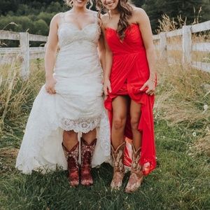 red dress cowboy boots
